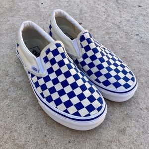 Vans Blue Checkerboard Slip-Ons
